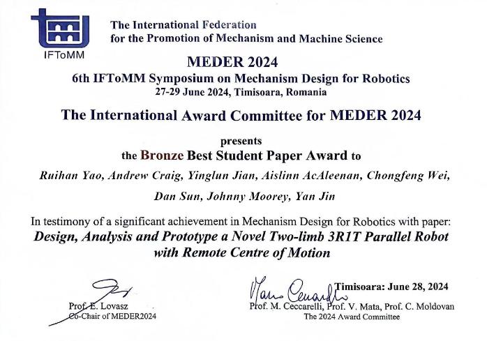 Best paper certificate of MEDER2024