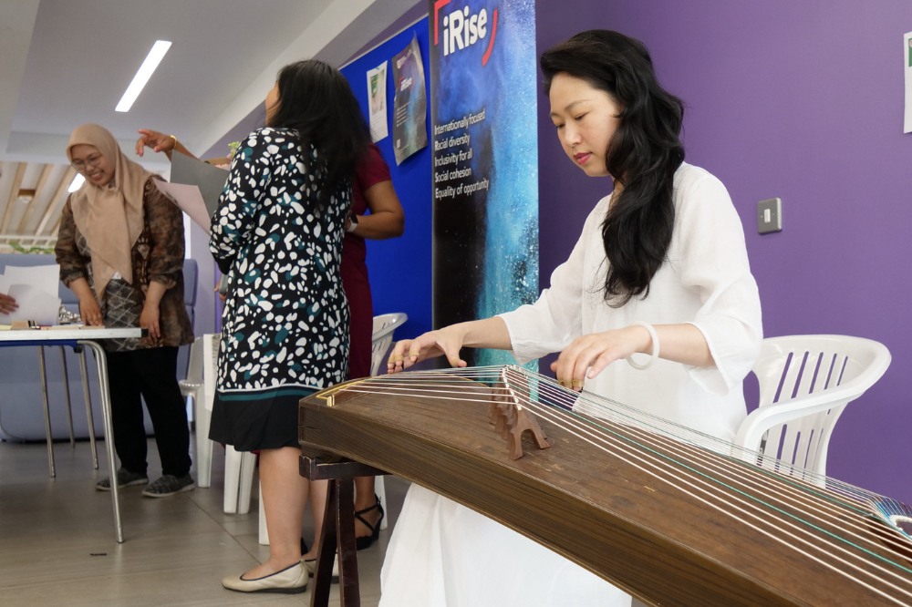 traditional Chinese music on the guzheng, played at the Language Centre / iRise Summer Social and Wellbeing event, Peter Froggatt Centre