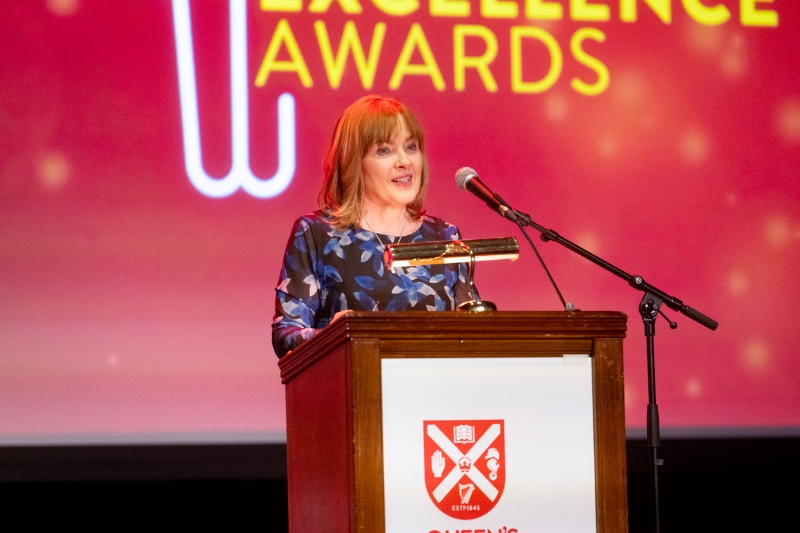 Senate member and Chair of the Staff Excellence Awards, Mairead Regan giving an address at the 23-24 Staff Excellence Awards